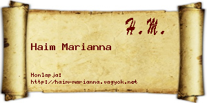 Haim Marianna névjegykártya